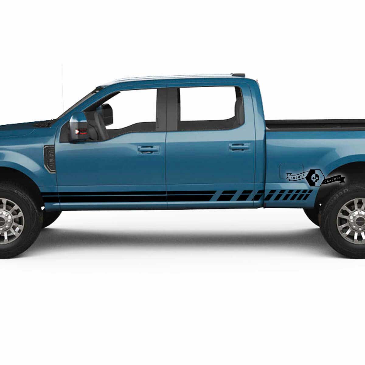 Paar Musclecar Super Duty 2023 Rocker Panel Stripes Body Doors Lines Decals Side Stickers Logo Graphics Vinyl
