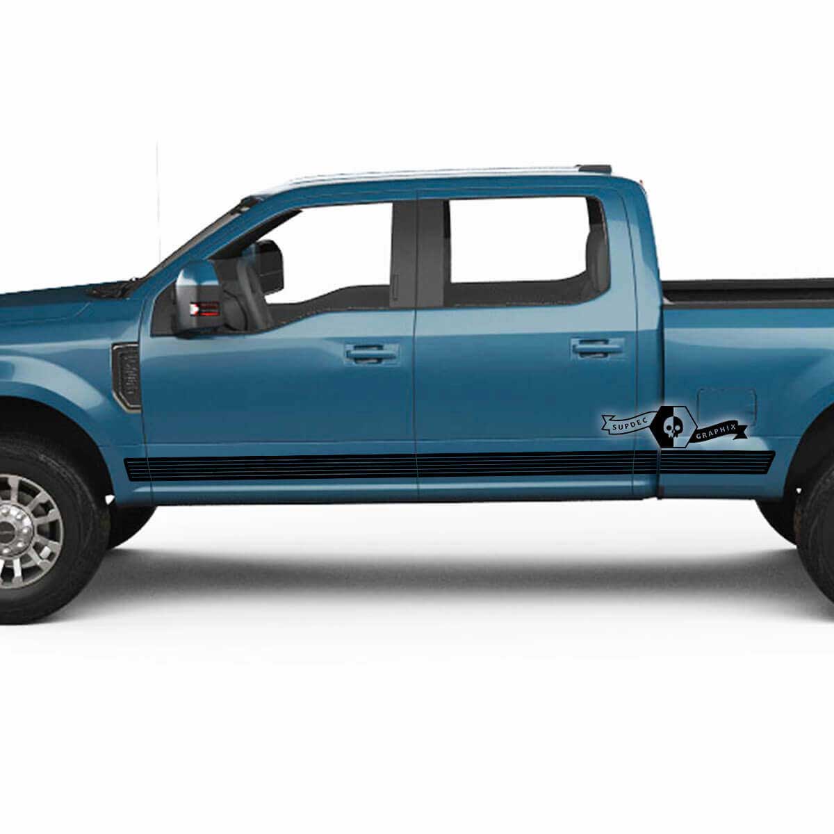 Paar Musclecar Super Duty 2023 Rocker Panel Lines Logo Body Doors Decals Side Stickers Graphics Vinyl Stripes
