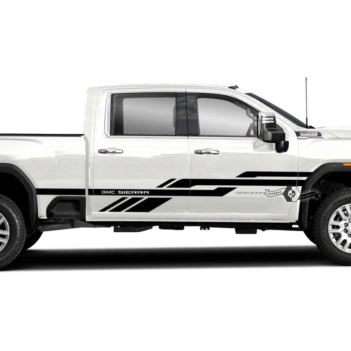 Geweven Zijstrepen Vinyl Stickers voor GMC Sierra 2500HD 2022-2023