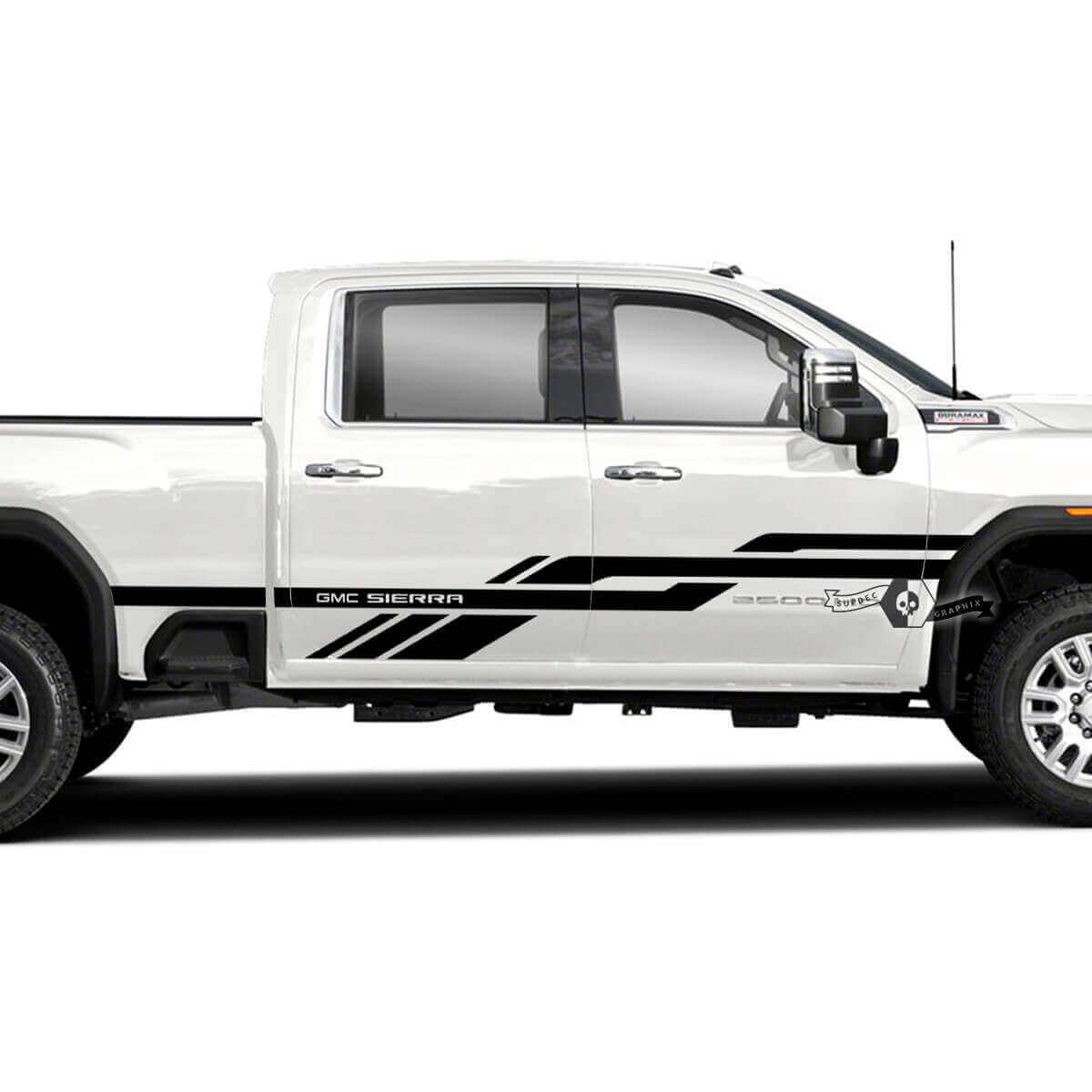 Geweven Zijstrepen Vinyl Stickers voor GMC Sierra 2500HD 2022-2023