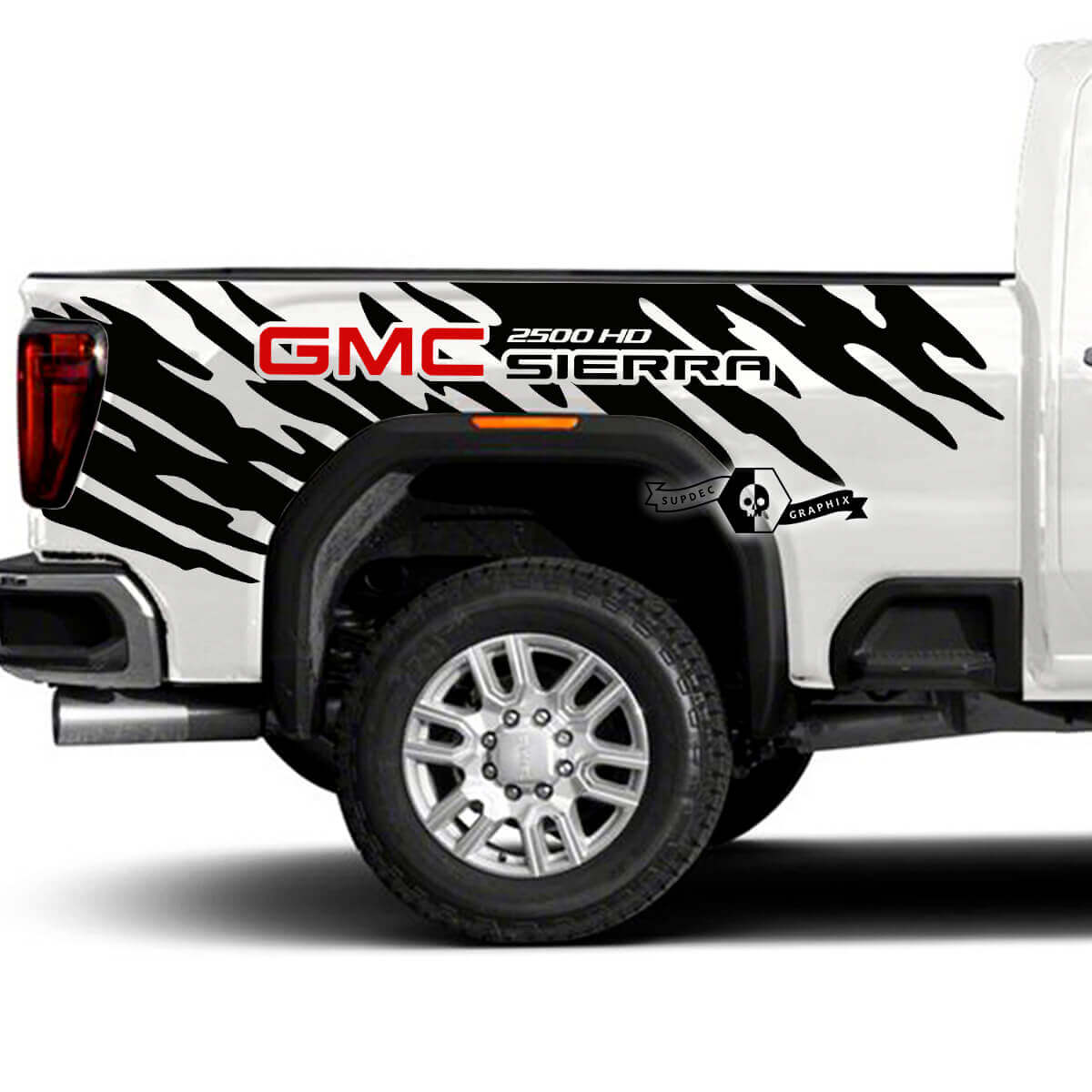 Modderspatbescherming Achterzijde Vinyl Decals Set voor GMC Sierra 2500HD 2022-23