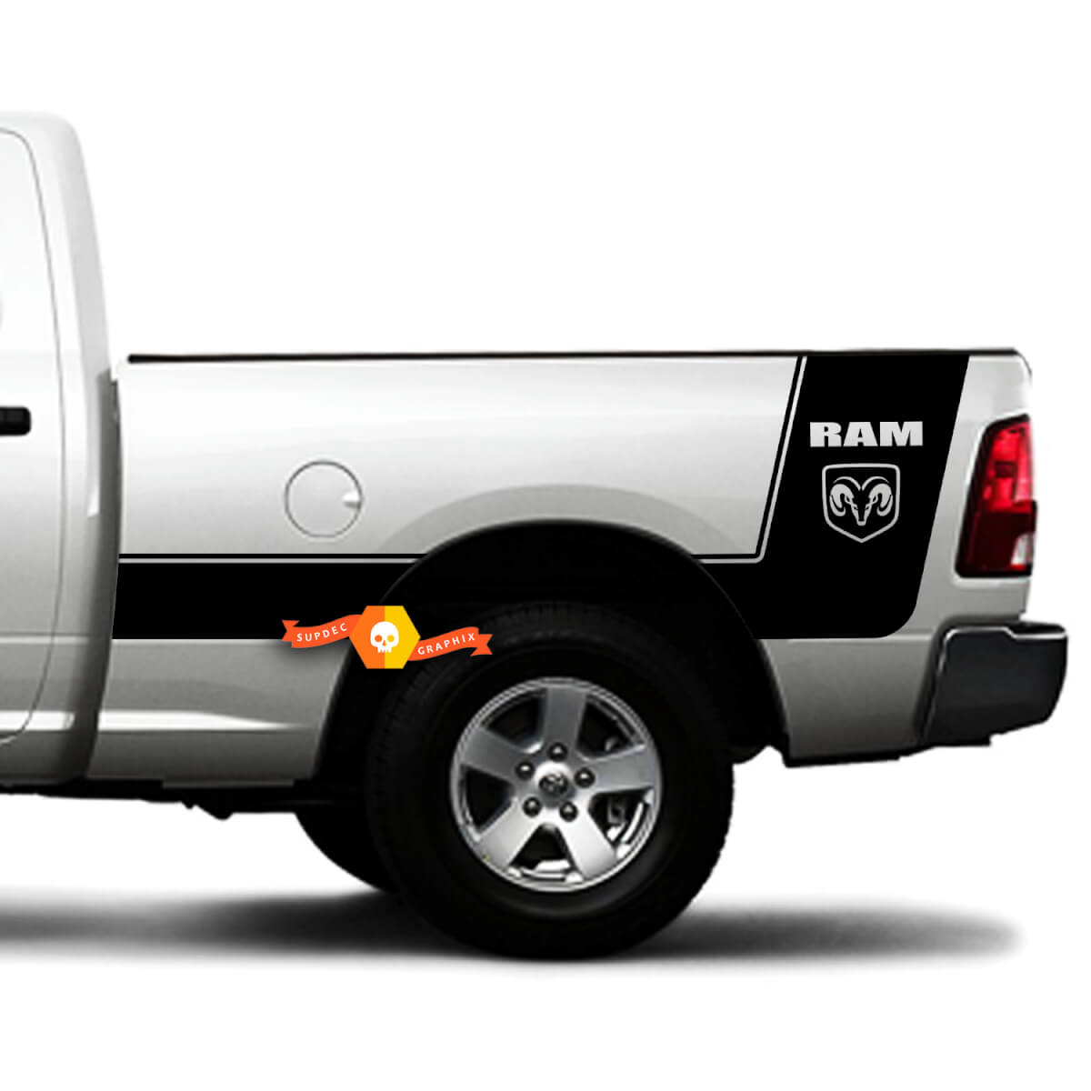 Dodge RAM 1500 2500 RT Laramie Bed Vinyl Strepen Truck Aangepaste Sticker sticker
