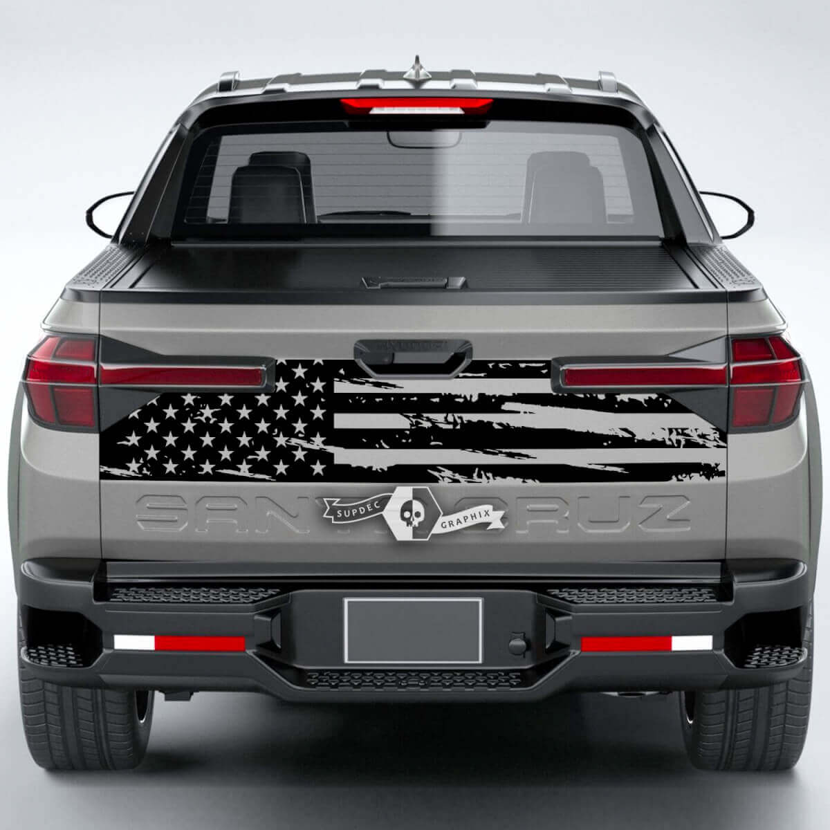 Versleten USA-vlag Tailgate Vinyl Sticker voor Hyundai Santa Cruz 2023