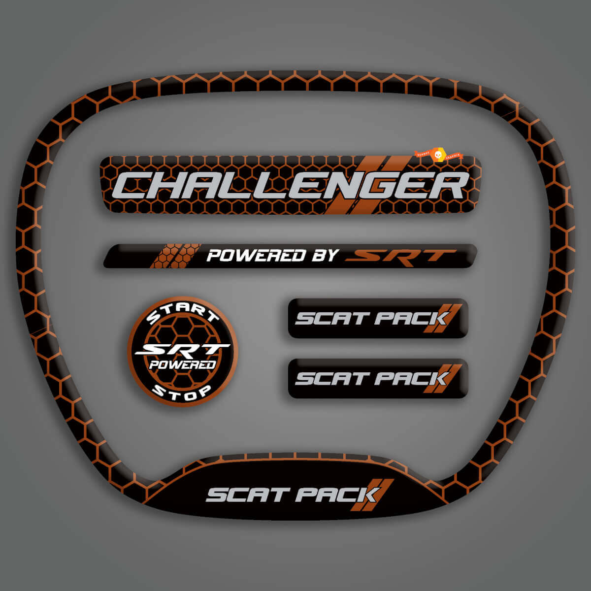 Honeycomb 3D Gel Interieur Decal Kit voor Dodge Challenger 2015+