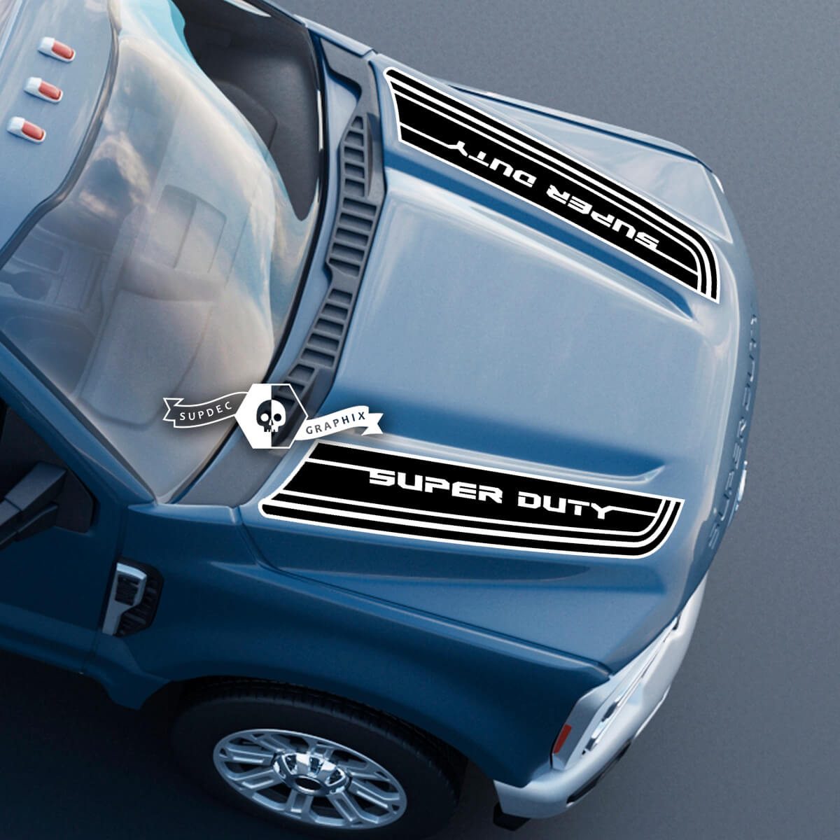 Hood Ford Super Duty 2023 Up Lines Dual Decals Stickers Graphics Vinyl 2 kleuren

