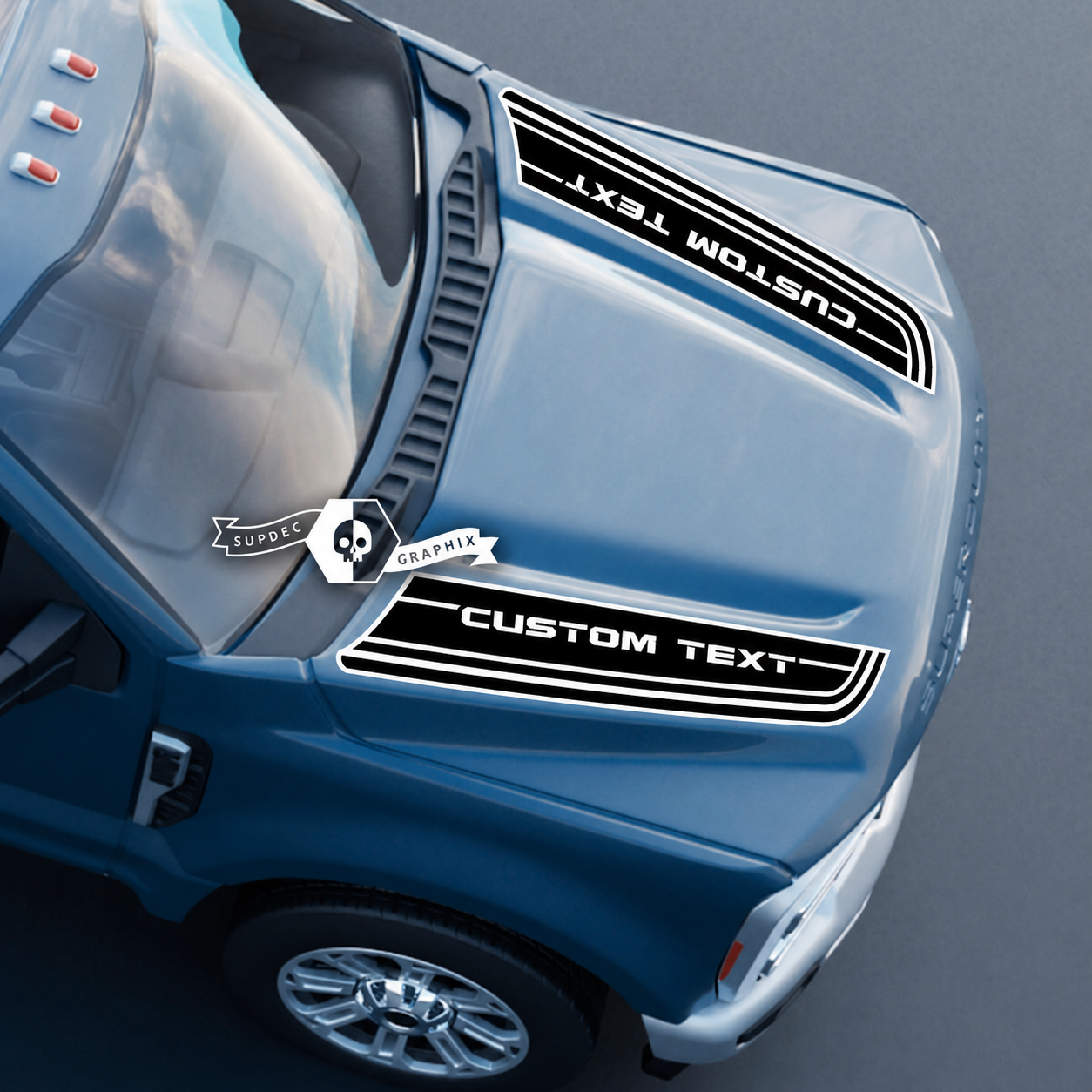 Hood Musclecar Super Duty 2023 Up Lines Dual Decals Stickers Graphics Vinyl 2 kleuren
