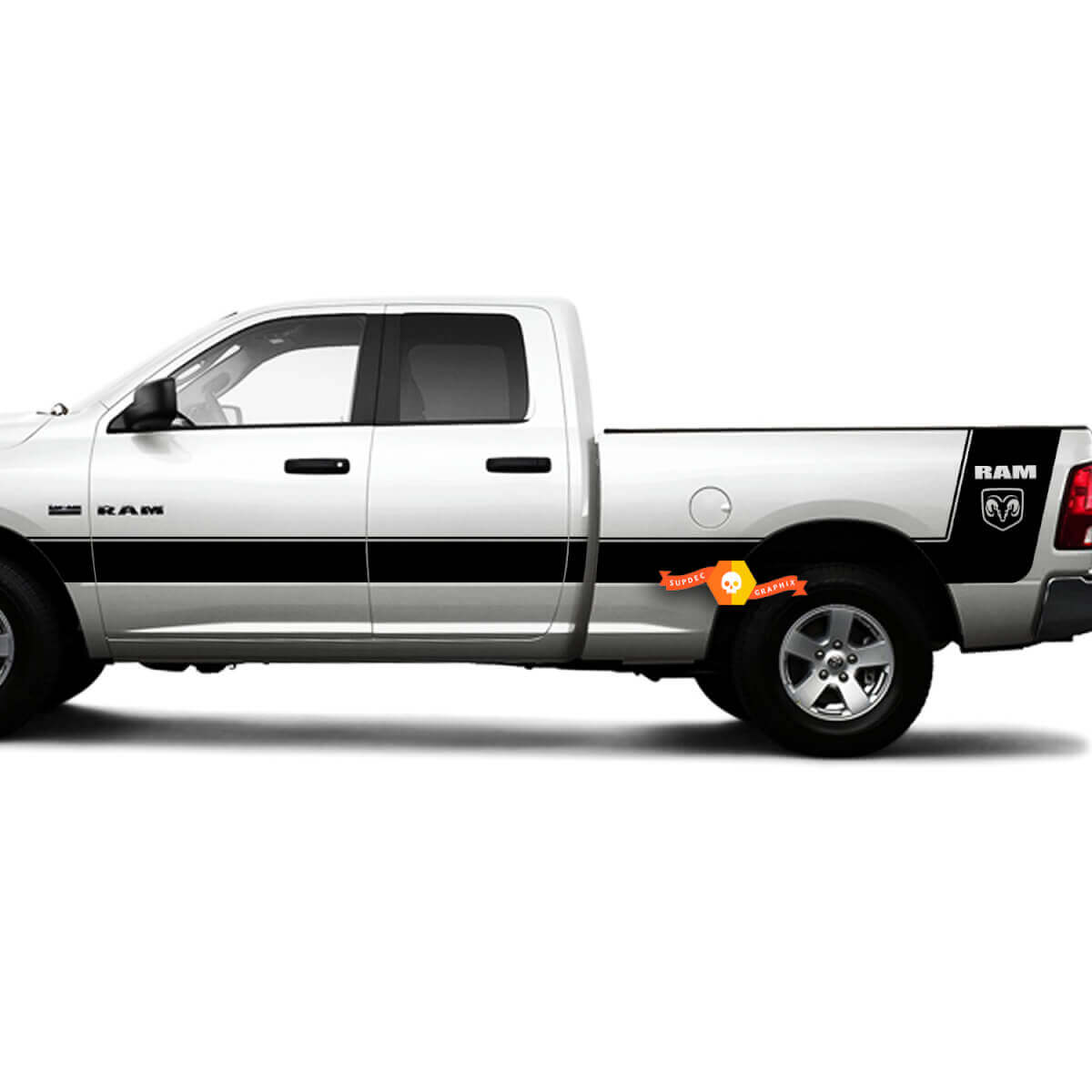 Hemi Stijl Zijstrepen Vinyl Decal Kit voor Dodge Ram 1500 2500
