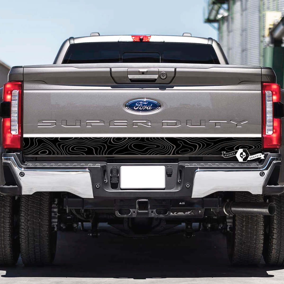 Achterklep Ford Super Duty 2023 Topografische Kaart Topo Vinyl Decals Stickers Graphics

