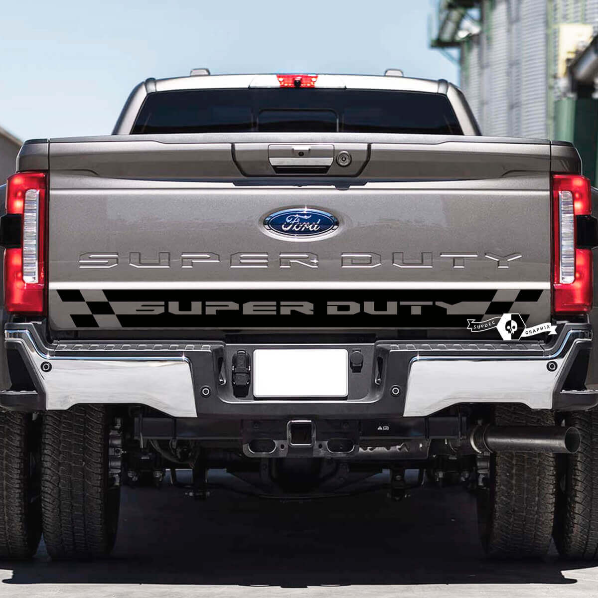 Vinylsticker met dambordvlag voor achterklep Musclecar Super Duty 2023