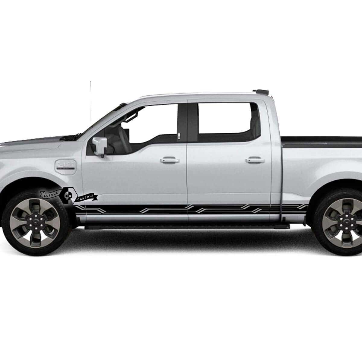 Paar Musclecar truck Lightning 2022 2023 Rocker Panel Geometry Stripes Body Doors Decals Side Stickers Graphics Vinyl

