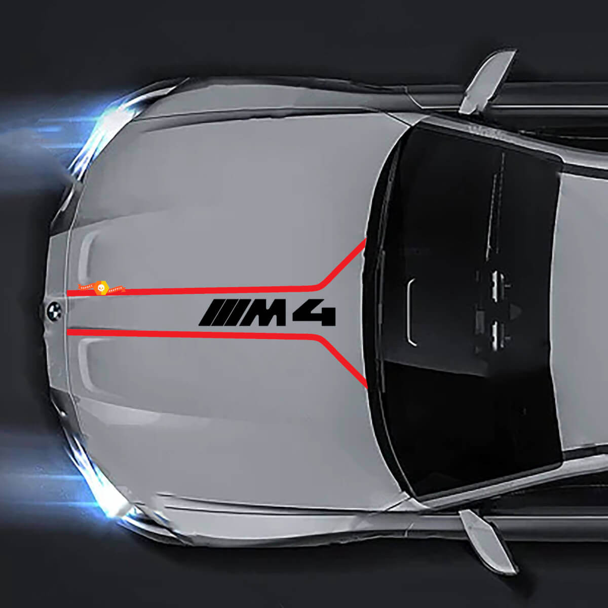 BMW M4 G82 G83 M Performance motorkapstreep M4 logo vinyl sticker
