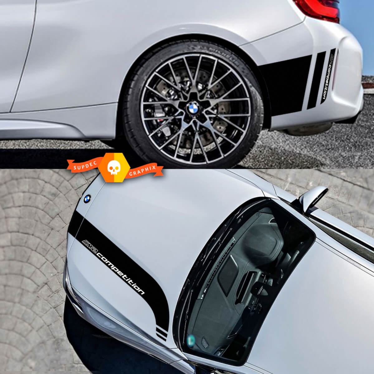 Volledige kit BMW M2 Competition F87 M Performance Stripes vinyl sticker
