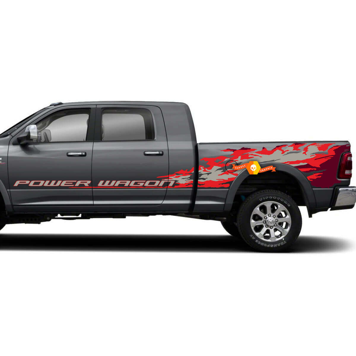 Power Wagon Splash Stijl Zij Vinyl Decal Kit Voor Dodge Ram