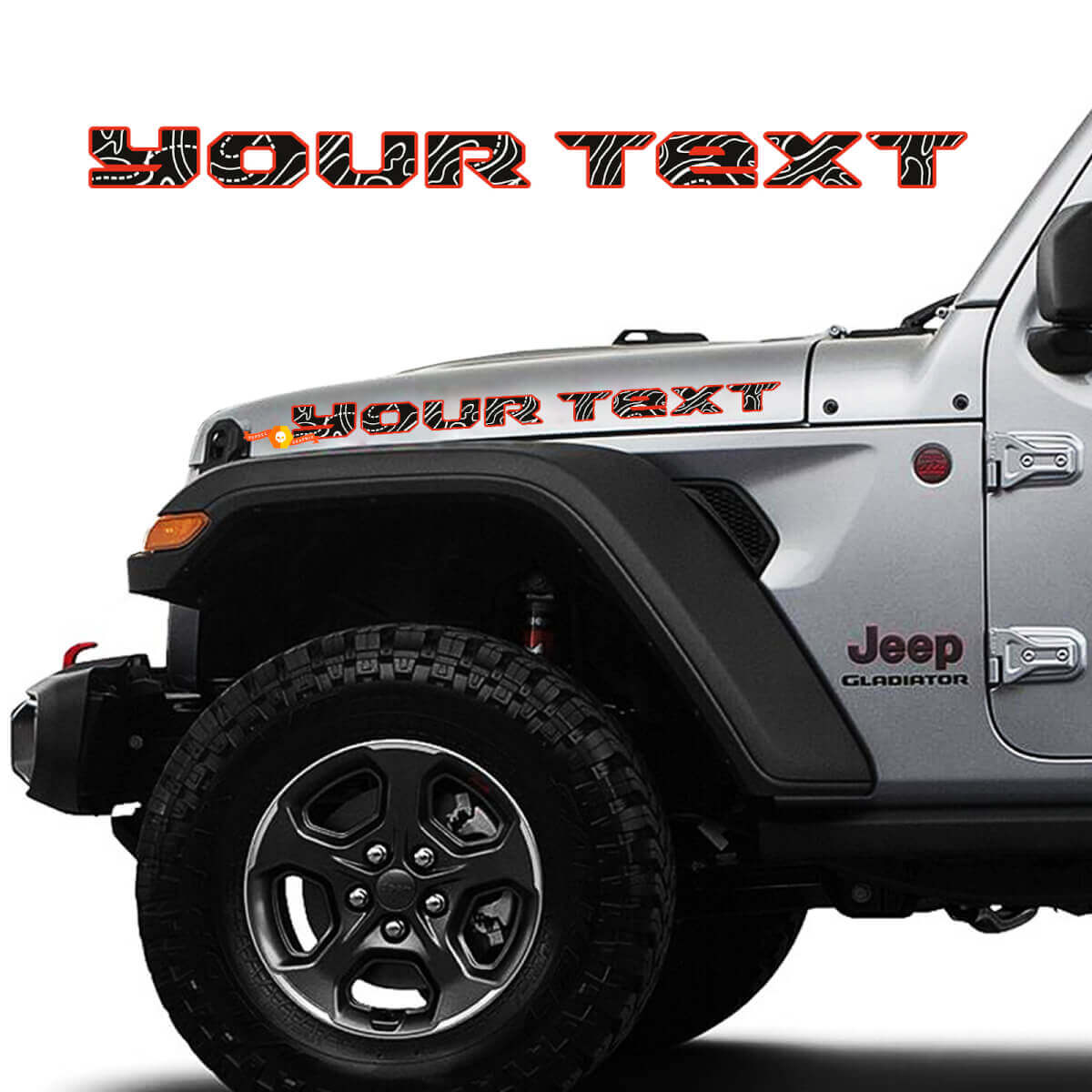 2x Hood Decals Stickers voor 2019 - 2023 Jeep Gladiator Topografische kaart Topo
