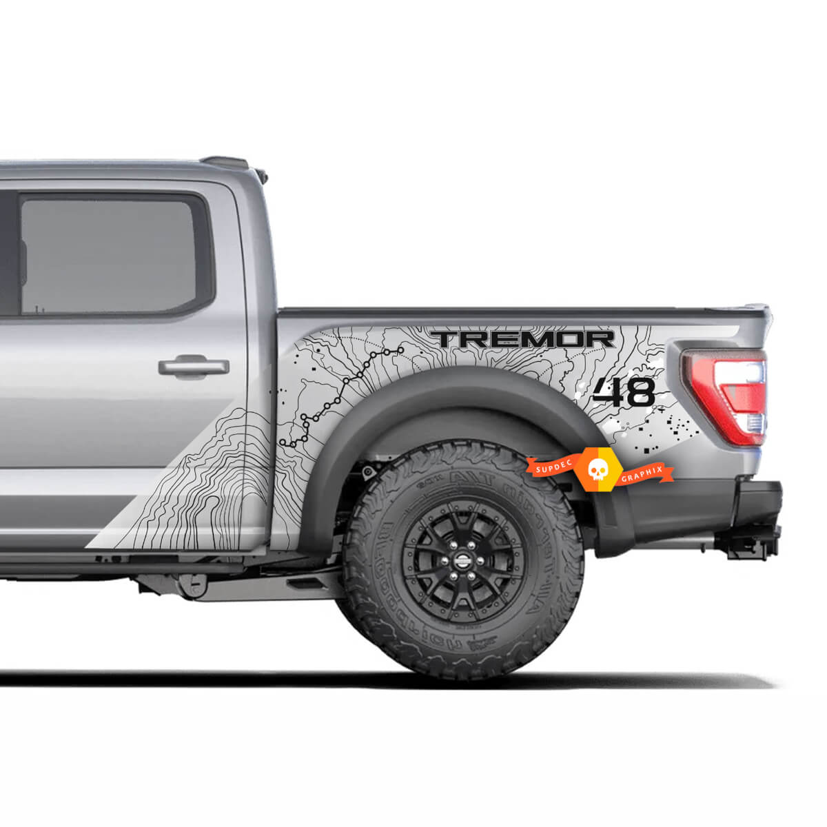 2x F-150 Ford Tremor Topografische kaart Splash Decal Graphics Decals Stickers
