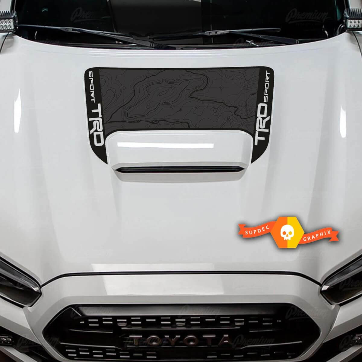 TRD Sport Topografische Kaart Motorkap Vinyl Decal Sticker voor Toyota Tacoma 2016-2024