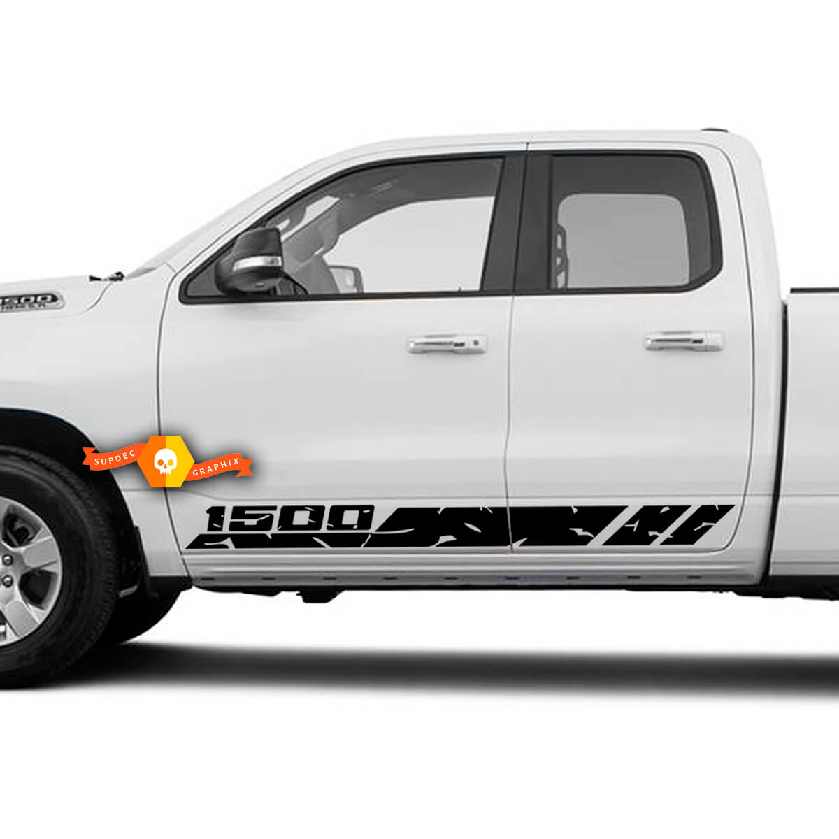 Paar Dodge Ram 1500 Stripe deuren Grunge vernietigde Truck Vinyl Decal Bed grafische stickers Stickers
