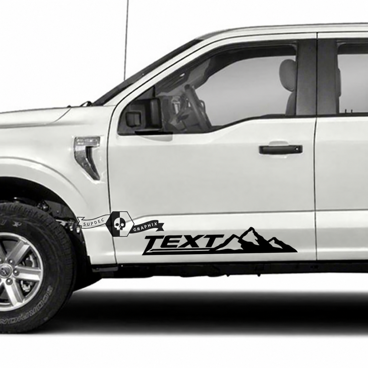 TEXT Three Peak Mountain Line Pair Deur Vinylsticker voor Ford F-150 2022-2023