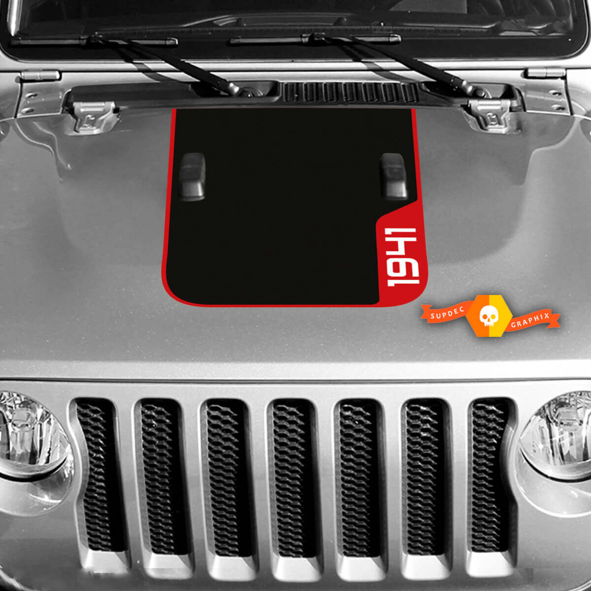 1941 Motorkap Vinyl Decal Sticker Graphics 2 voor Jeep Wrangler Rubicon 3 Kleuren