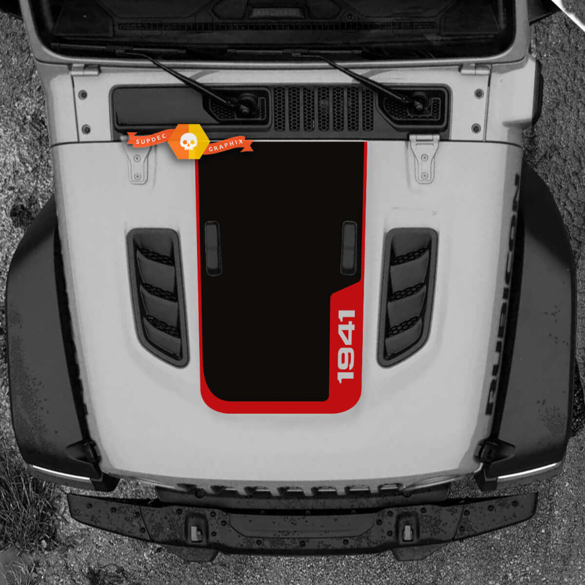 1941 Motorkap Vinyl Decal Sticker Grafieken 2 voor Jeep Wrangler Rubicon 2 Kleuren