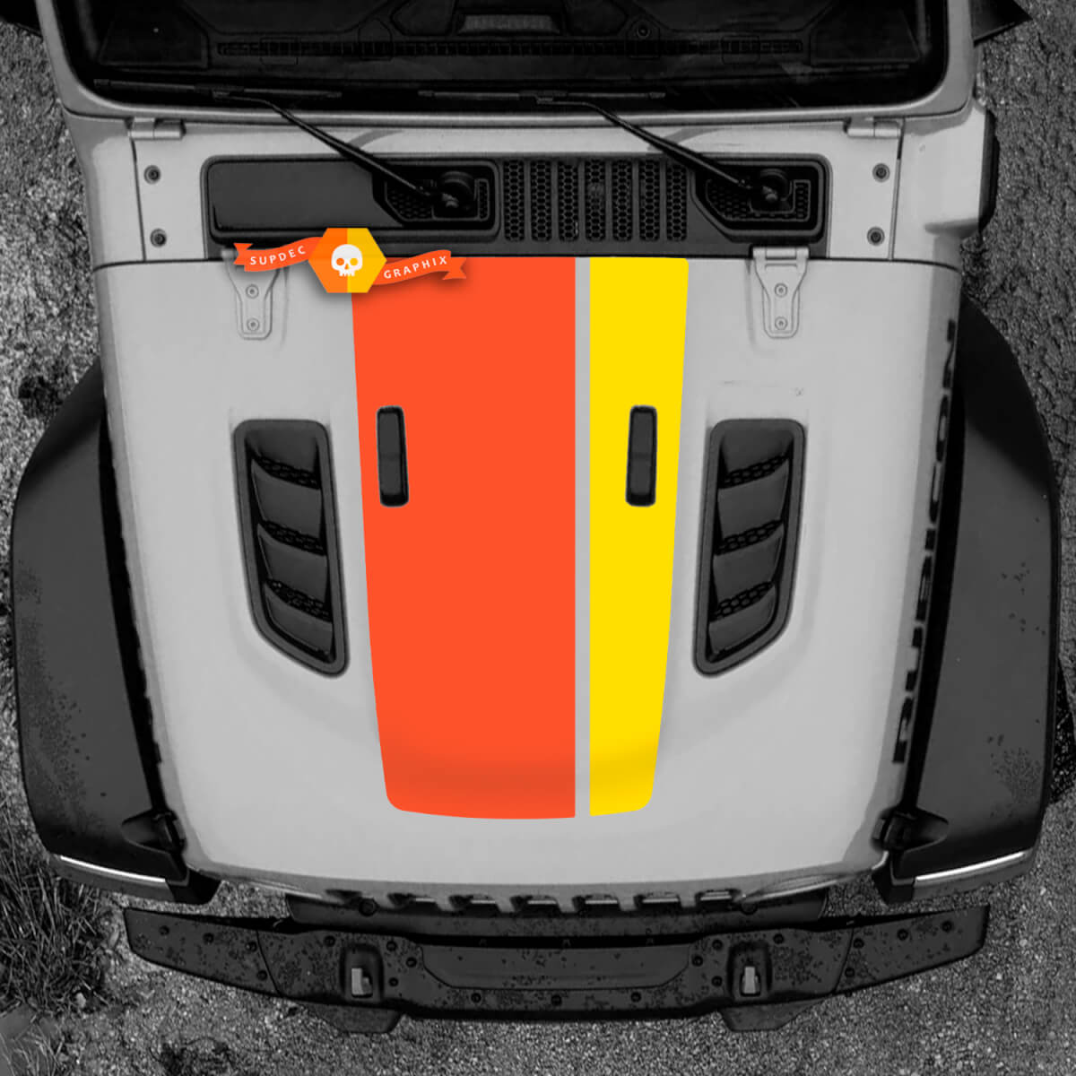 Hood Jeep Rubicon Wrangler Hood Scoop Vinyl Decal 2018 +Up Sticker Graphics 2 kleuren
