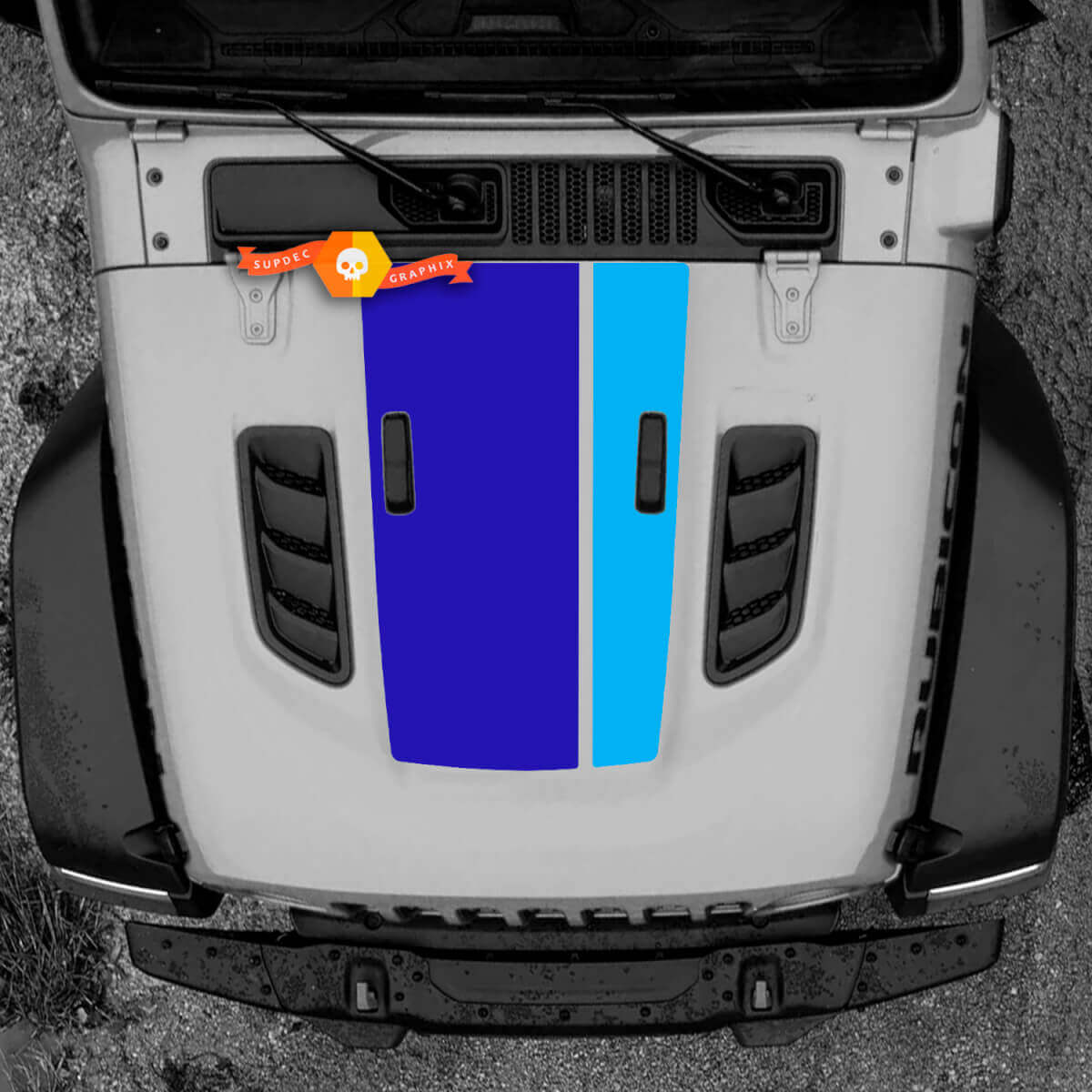 Vinylsticker met dubbele strepen in verschillende breedtes voor motorkap, voor Jeep Wrangler