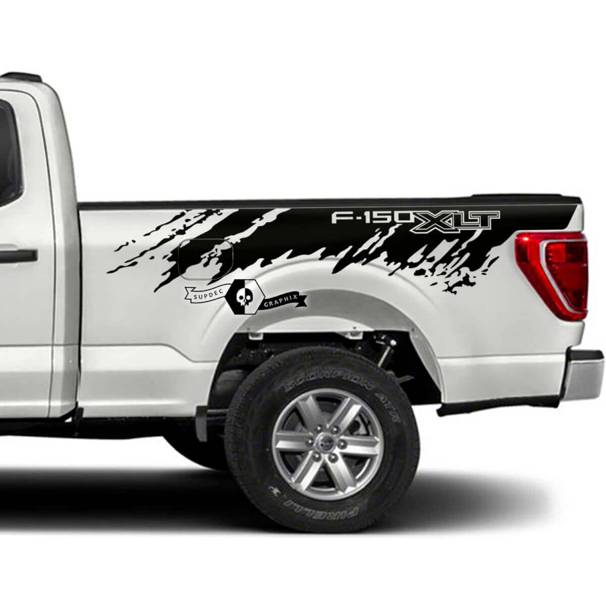 Paar Ford F-150 XLT Bed Mud Graphics zijstickers
