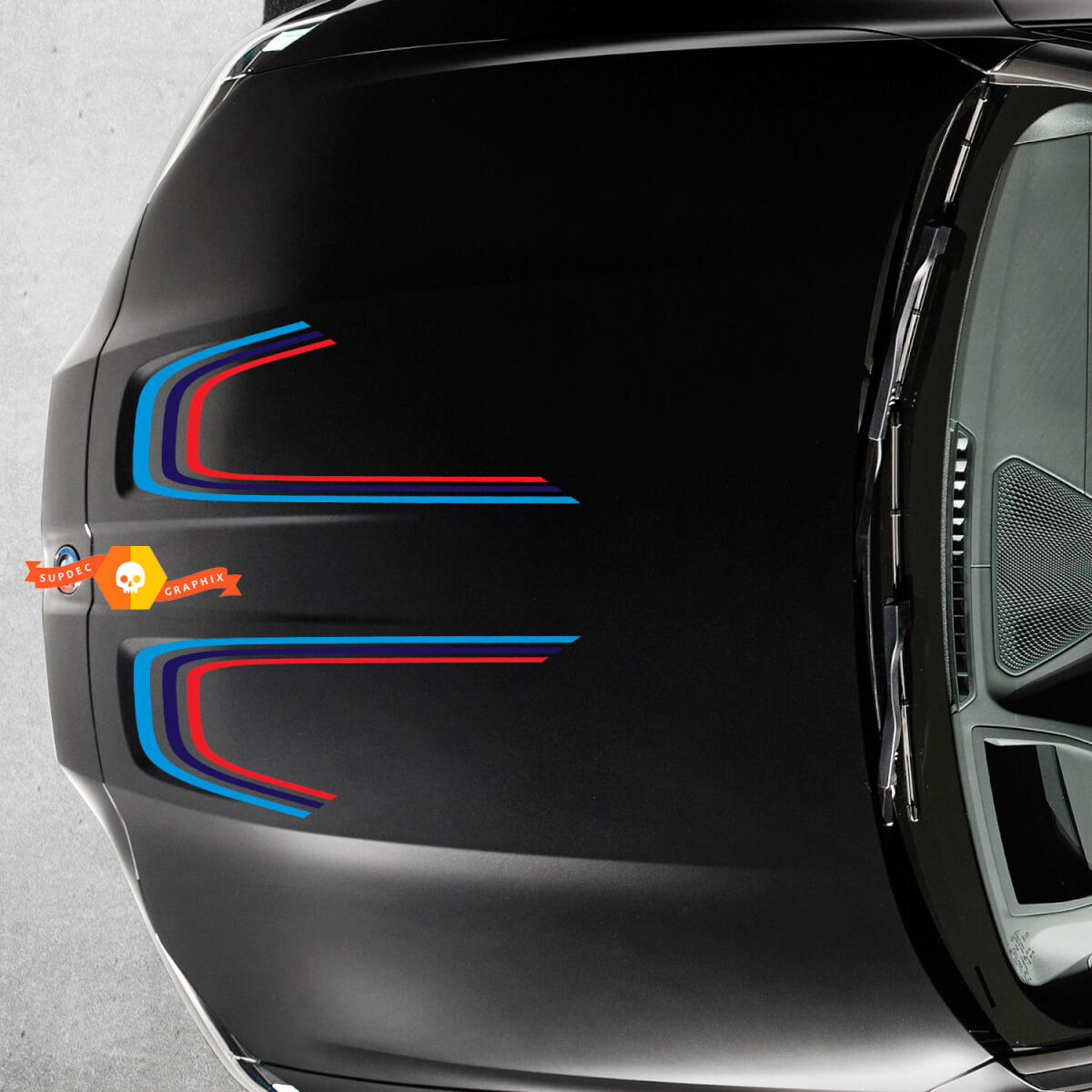 BMW M4 M3 G80 G82 G83 M kleuren strepen Hood Line vinyl sticker
