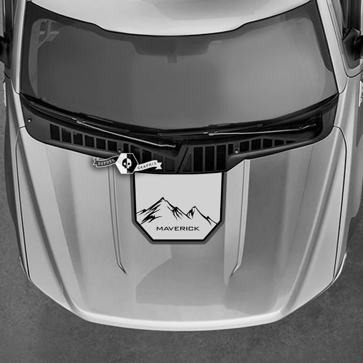 Ford Maverick 2022 Graphics Decals Mountains Hood Logo Maverick Stickers 3 kleuren
