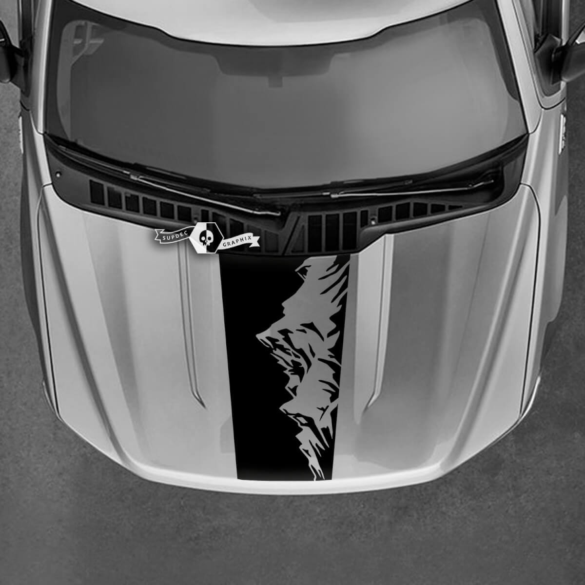 Mountains Motorkap Grafische Decals Stickers 2 voor Musclecar Maverick