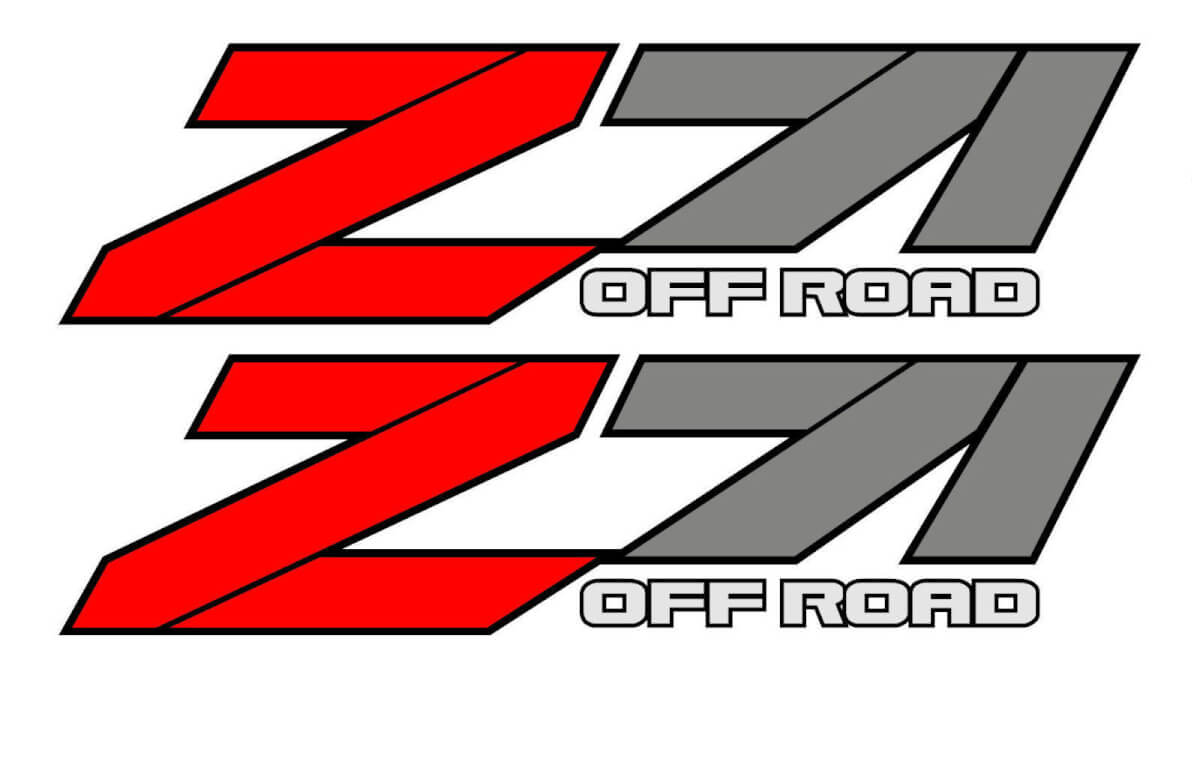 2 OFF ROAD 4x4 Z71 Graphic Decal Stickers passen Chevy Silverado GMC Sierra Red
