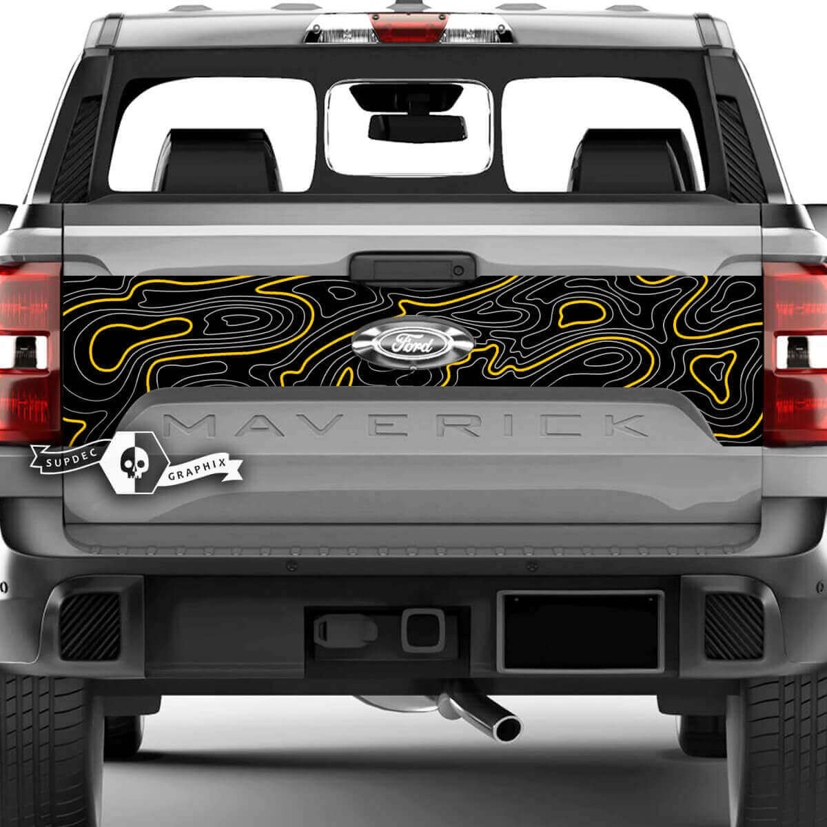 Ford F-150 XLT Maverick achterklep Splash topografische kaart grafische zijstickers stickers 2 kleuren
