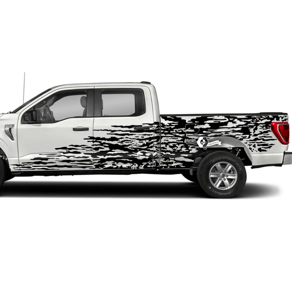 Paar Ford F-150 XLT zijdeuren Logo Splash Mud Graphics zijstickers
