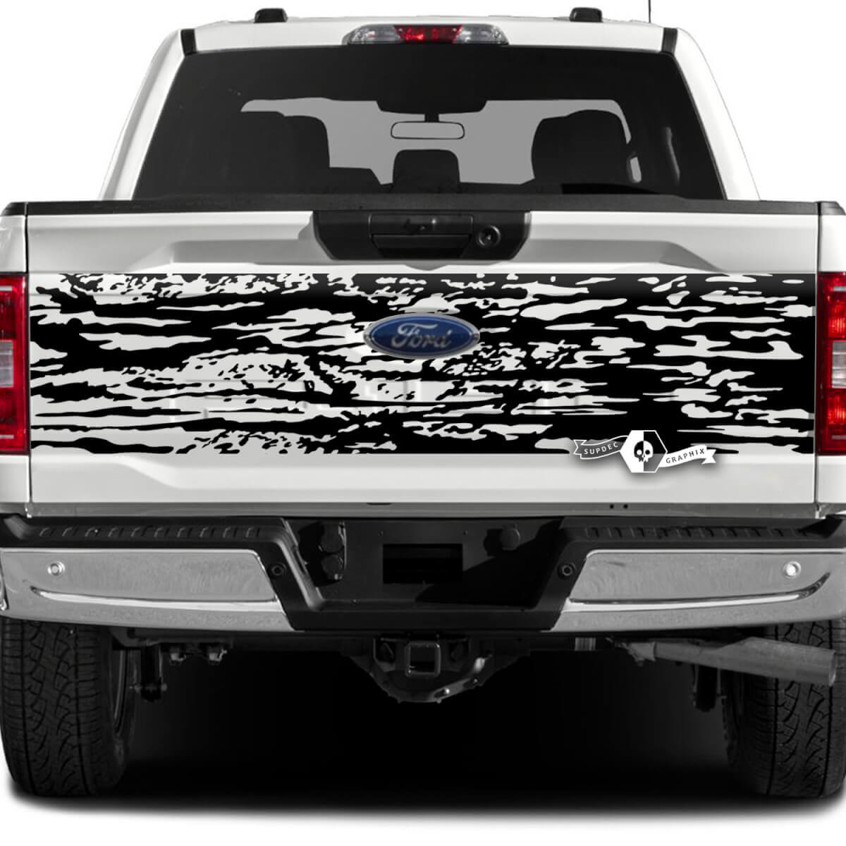 Ford F-150 XLT achterklep Splash Mud Graphics zijstickers

