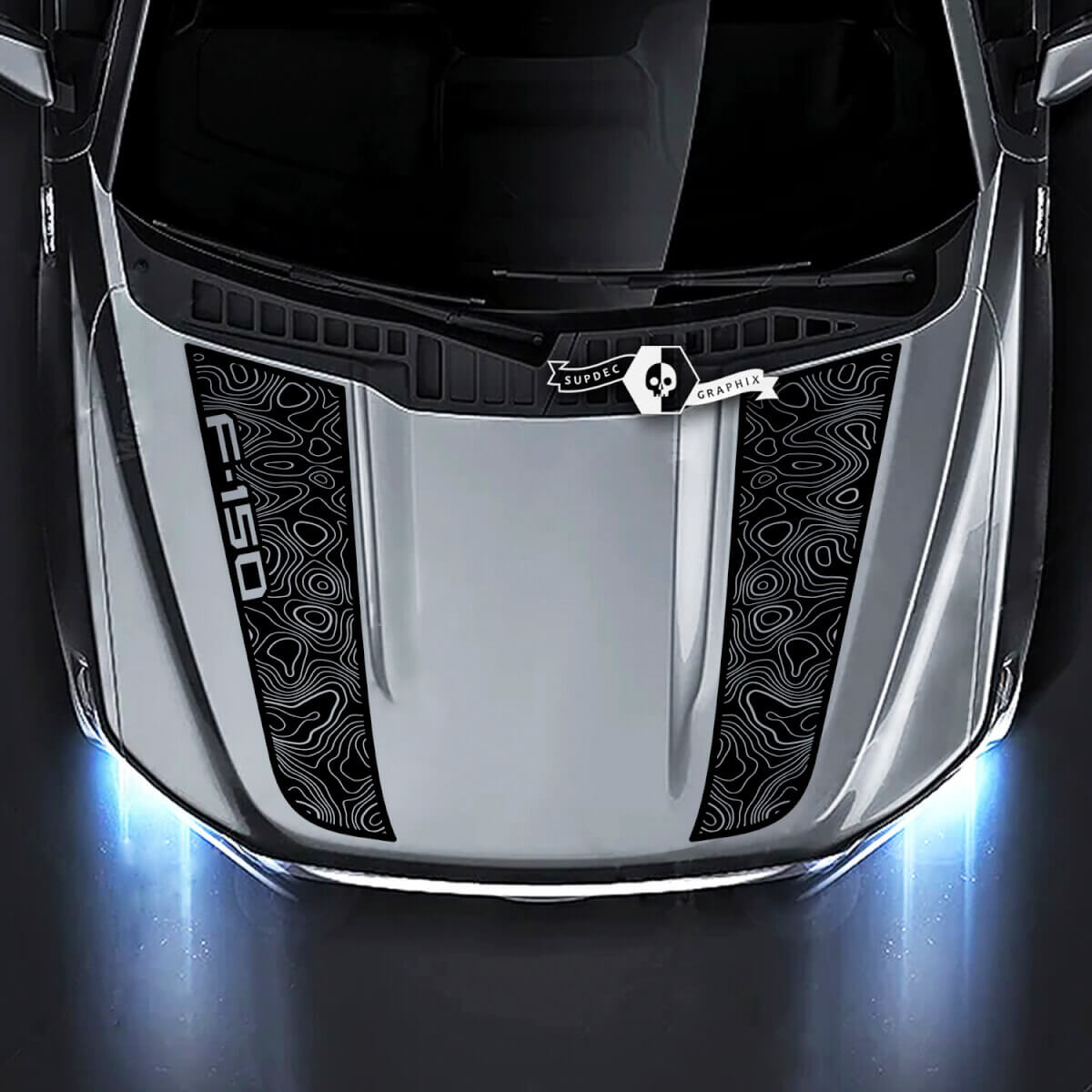Ford F-150 XLT Hood Topografische kaart Grafische zijstickers
