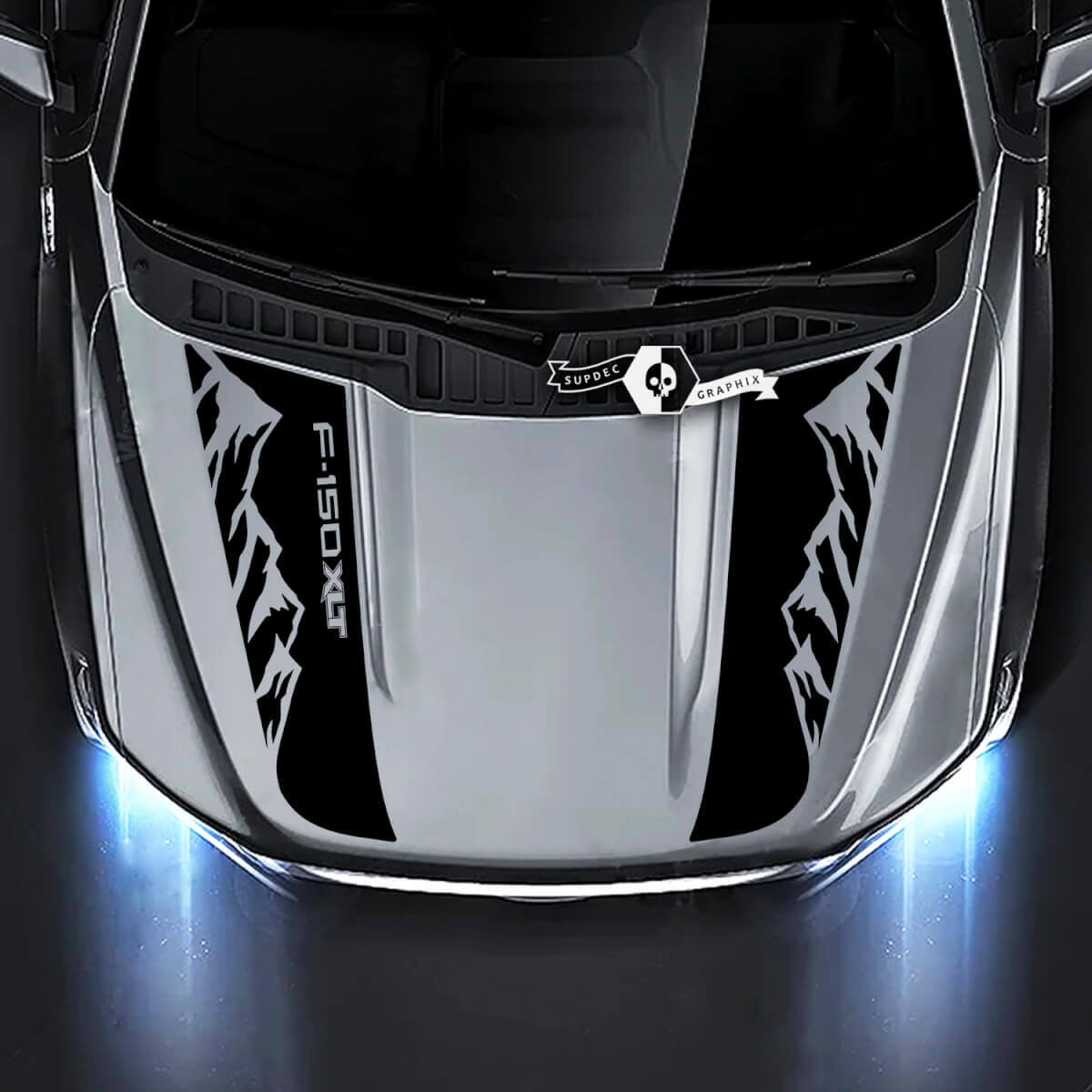 Motorkap Mountains Graphics Decals Stickers 2 voor Musclecar truck XLT