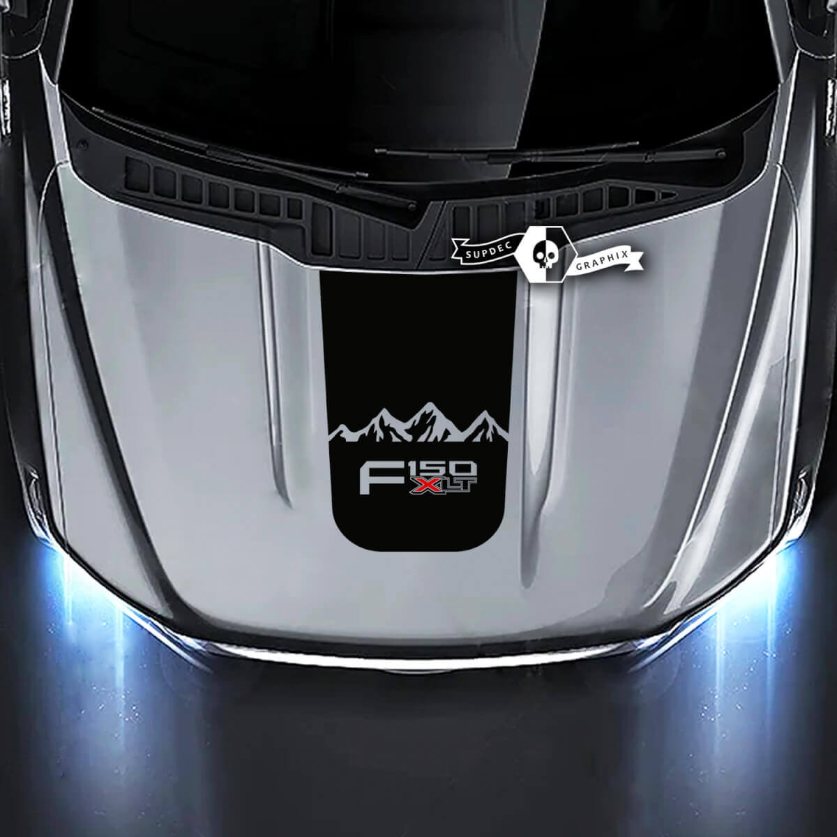 Ford F-150 XLT Hood Mountains Grafische zijstickers Stickers 2 kleuren
