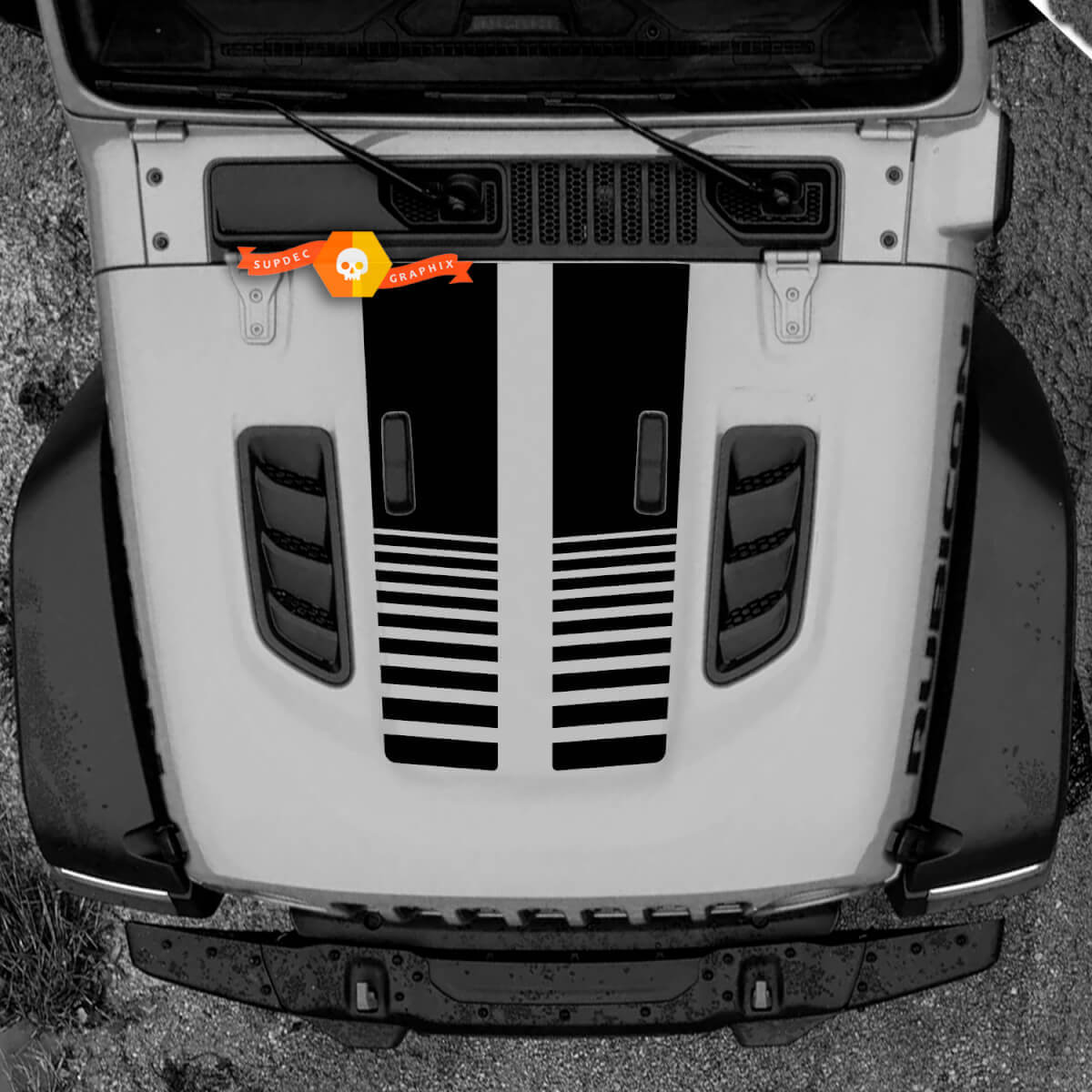 Hood Jeep RUBICON Wrangler JL Vinyl Banner Lijnen Decal Sticker Graphics
