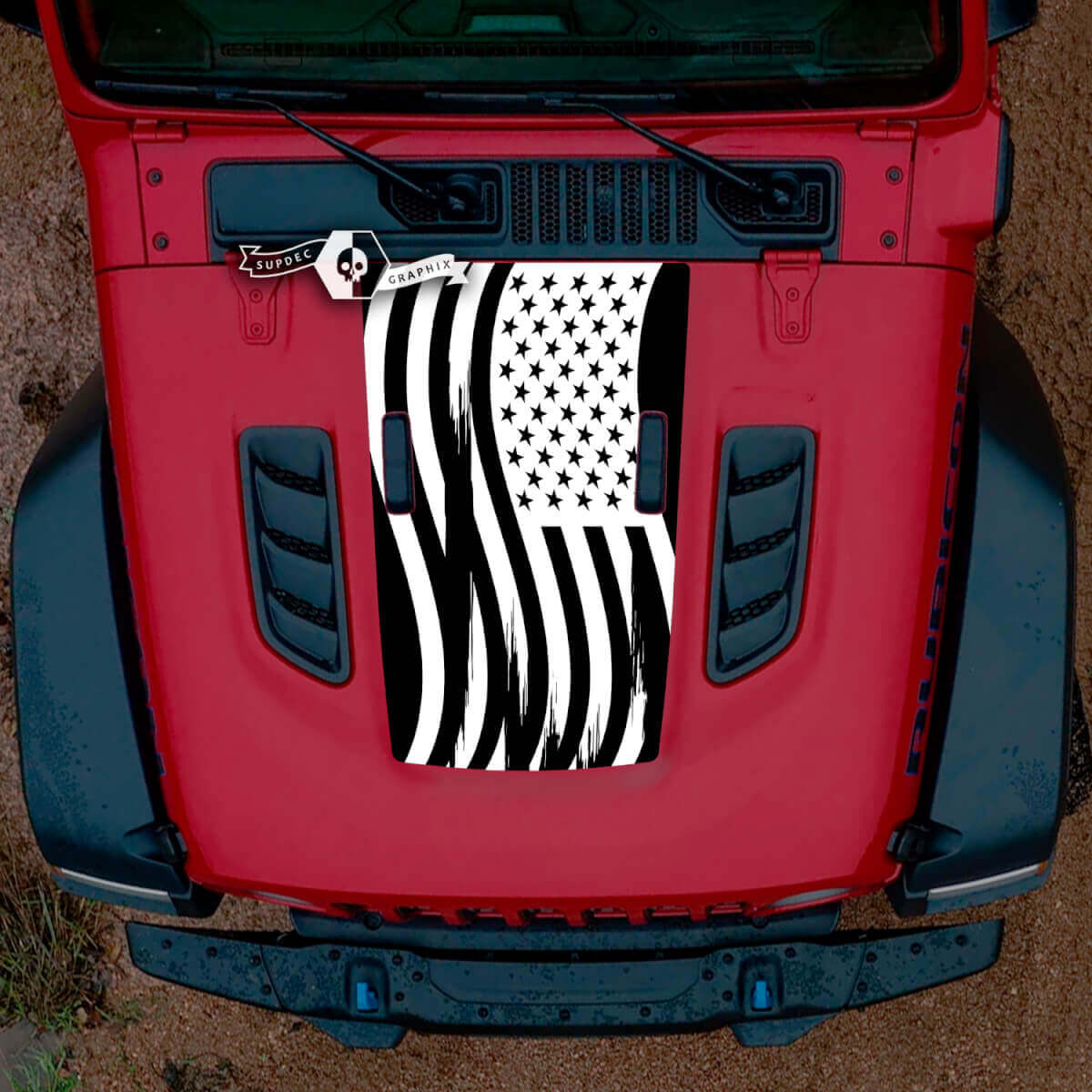 Versleten USA Vlag Motorkap Vinyl Decal Sticker voor Jeep Wrangler