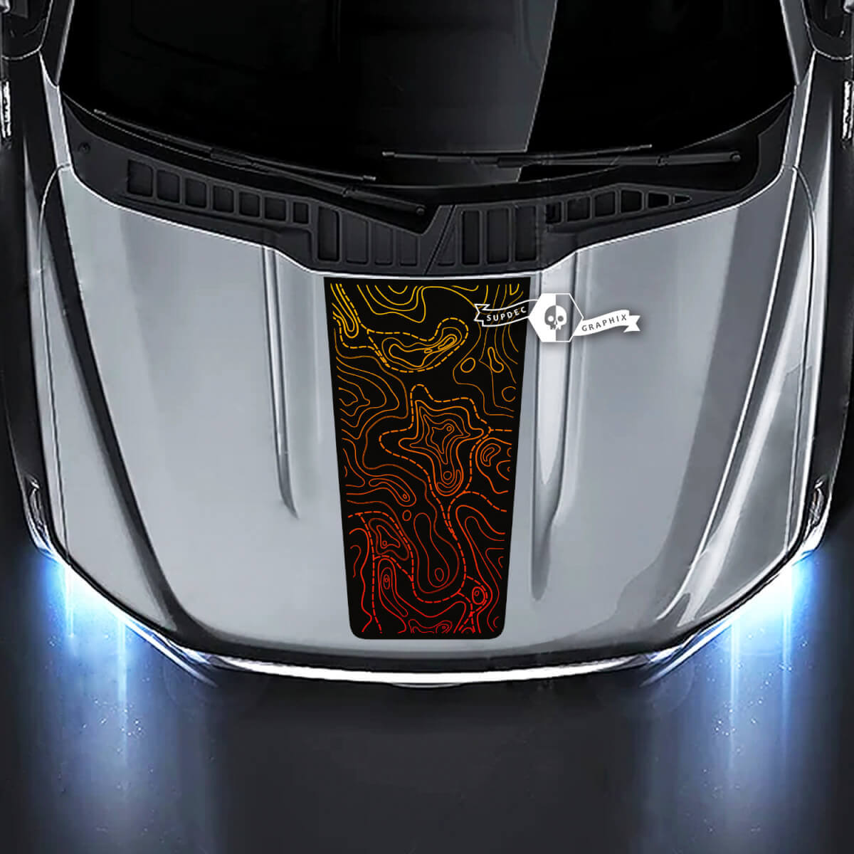 Topografische Kaart Gradient Stijl Motordeksel Vinyl Sticker voor Musclecar truck XL XLT STX Lariat
