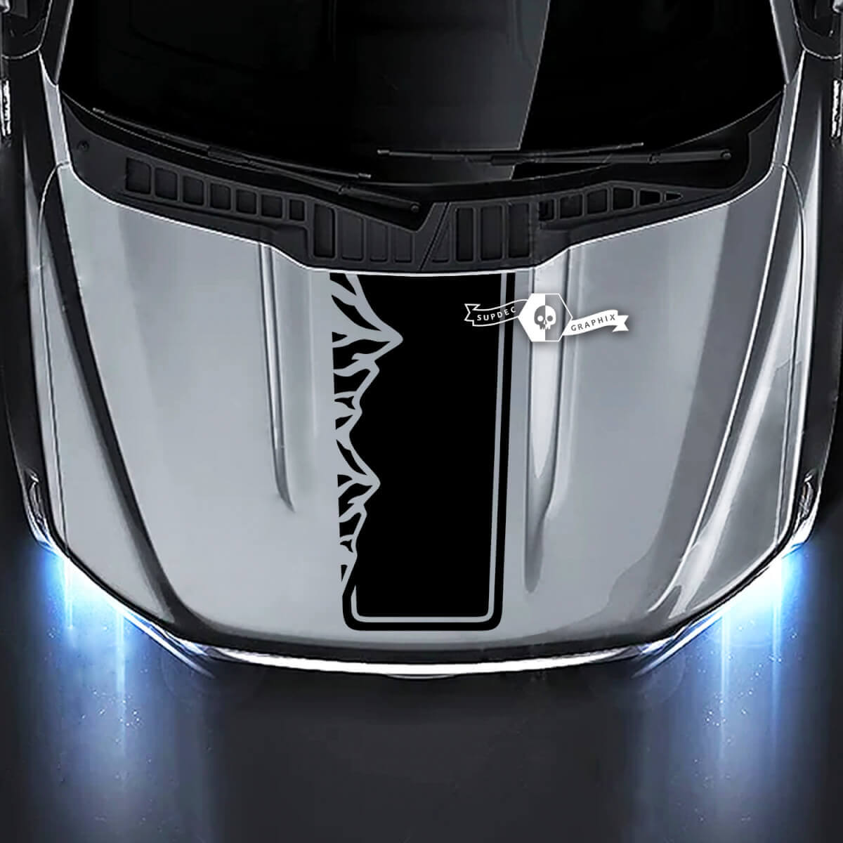 Mountain Style Outline Stripe Motorkap Vinyl Decal Sticker voor Musclecar truck 2015-2020