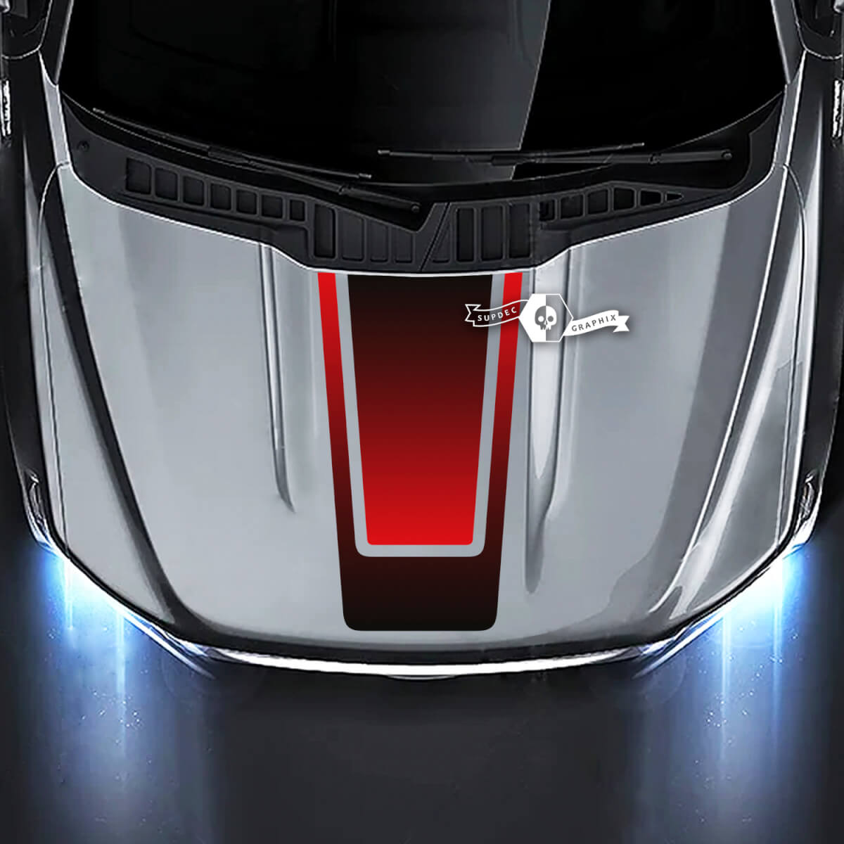 Gradientstijl Outline Stripe Motorkap Vinyl Decal Sticker voor Musclecar truck 2015-2020