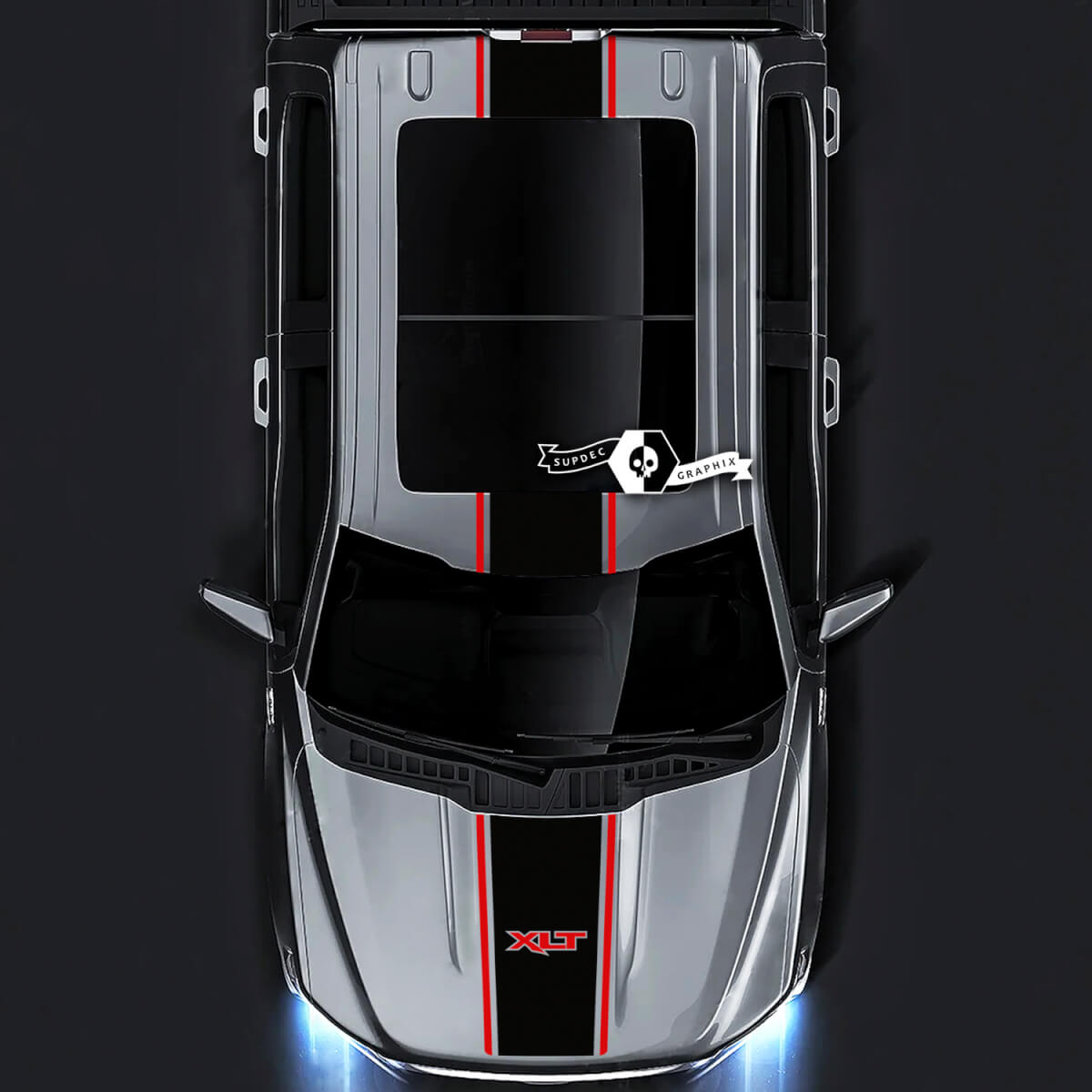 Brede Outline Stripe Motorkap Dak Achterklep Vinyl Decal Kit voor Musclecar truck XLT STX