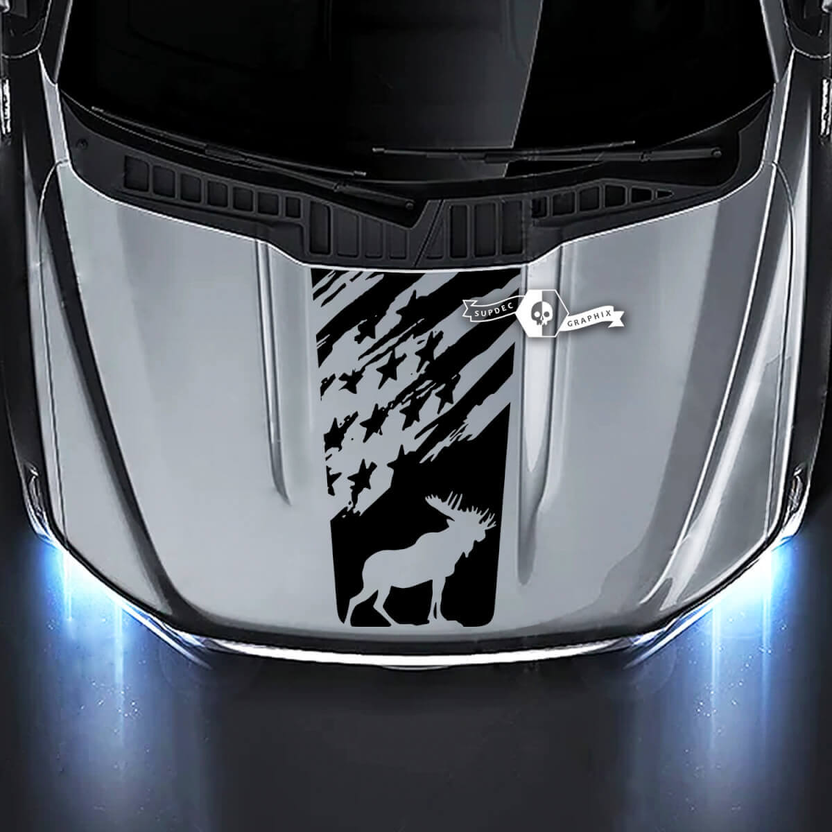 Ford F-150 XL XLT STX LARIAT Hood Moose vlag USA grafische stickers stickers
