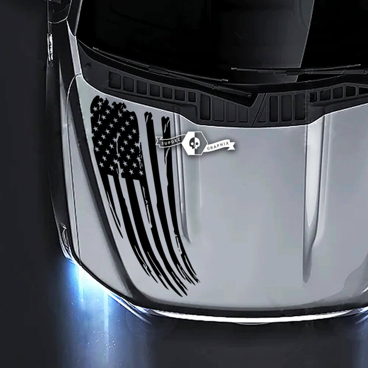 Ford F-150 XL XLT STX LARIAT Hood vernietigd vlag USA Side Graphics stickers stickers
