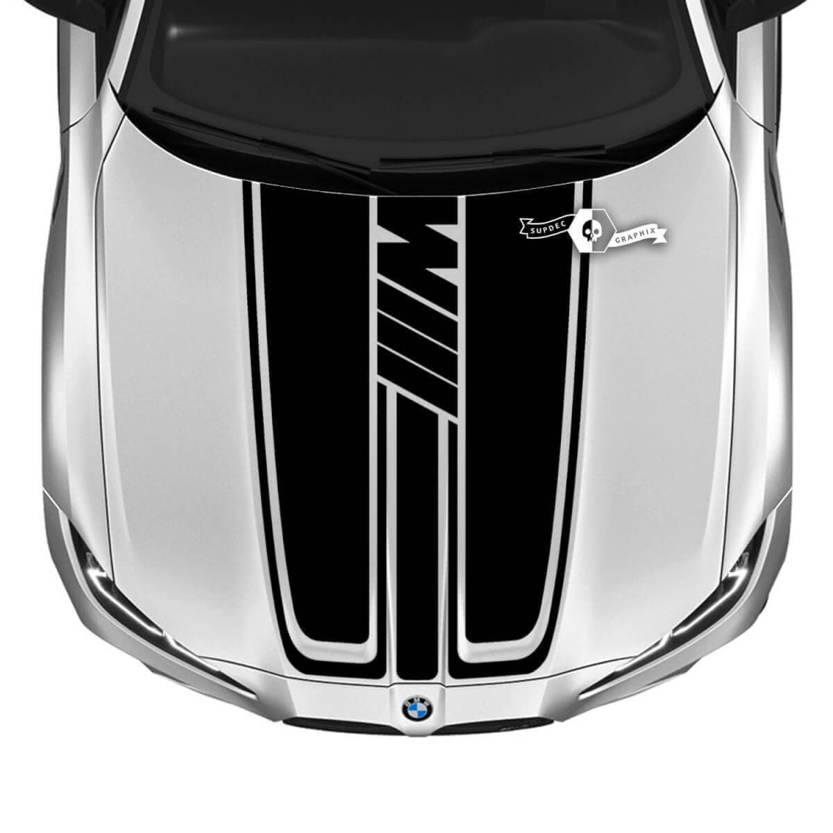 M-Style motorkapstreep decal met M-logo voor BMW M3 M4 G80 G82 G83