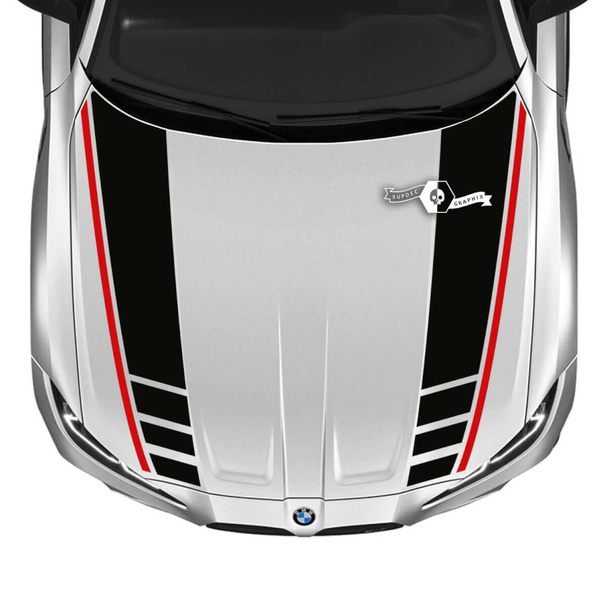 2021+ BMW M4 M3 G80 G82 G83 M Performance Hood M Logo Vinyloverdrukplaatjesticker 2 kleuren
