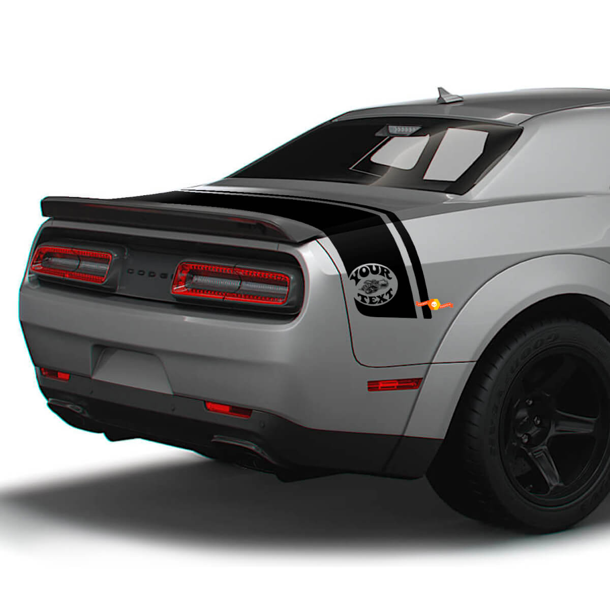 Aangepaste Tekst & Super Bee Kofferbak Achter Dubbele Strepen Vinyl Sticker voor Dodge Challenger