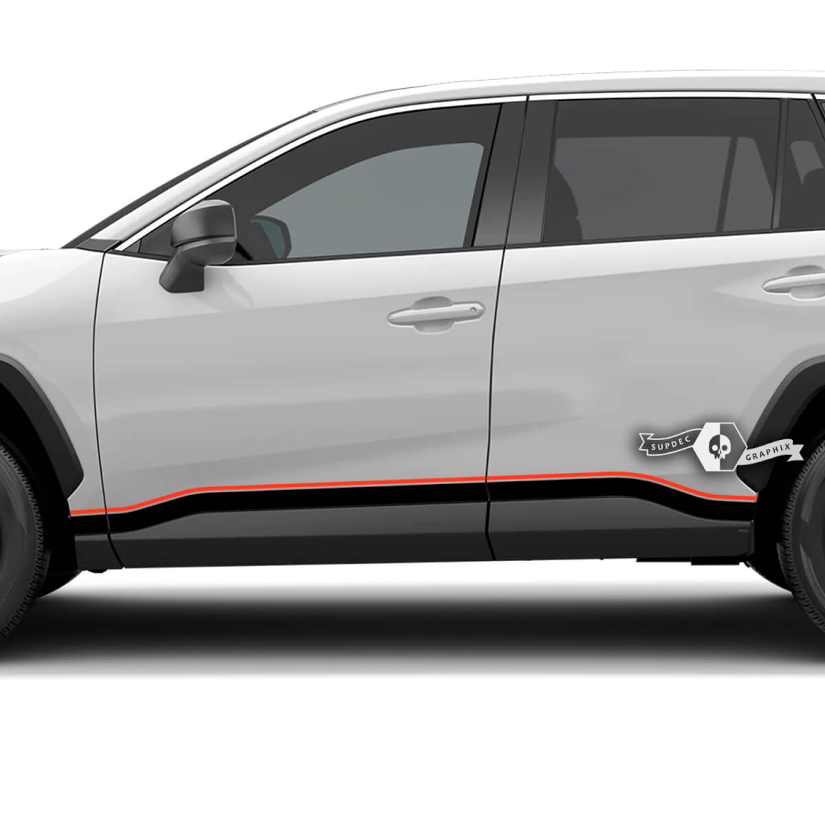 Dubbele gebogen strepen Rocker Panel vinyl decal sticker voor Toyota RAV4 2019-2026