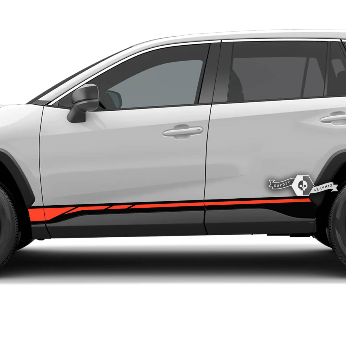 Racingstijl Strepen Rocker Panel Vinyl Stickerset voor Toyota RAV4 2019-2026